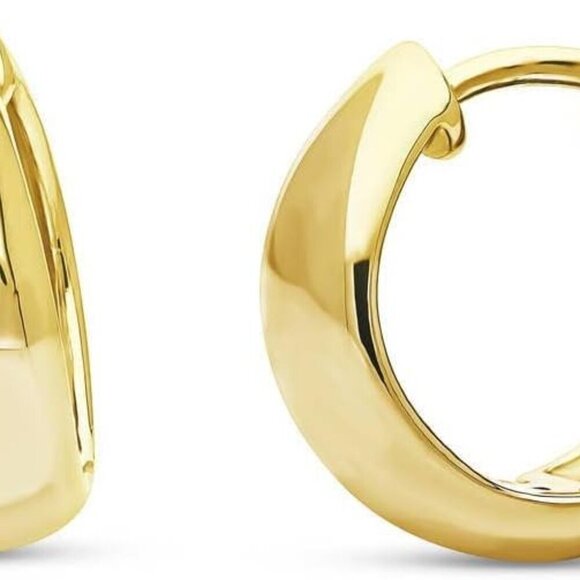 Jewelry - Sterling Silver CZ Dome Hoop Earrings Women Small Gold Flashed Huggie Jewelry